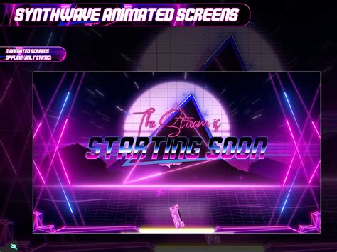Twitch Overlay Neon Synthwave Screens Animated Aesthetic Etsy