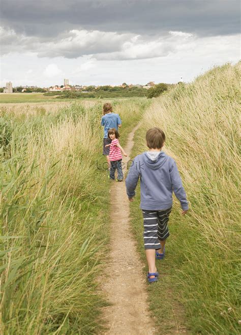 Children Walking On The Path Picture And Hd Photos Free Download On