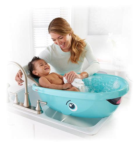 The tub fits in both a sink and a bathtub, and can also be used in a standalone shower. Amazon.com : Fisher-Price Whale of a Tub Bathtub : Baby