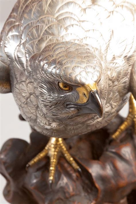 Japanese Silvered Bronze Falcon Wick Antiques