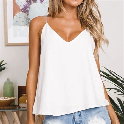 Feitong Sexy Backless Shirt Women Solid Sexy V Neck Loose Backless