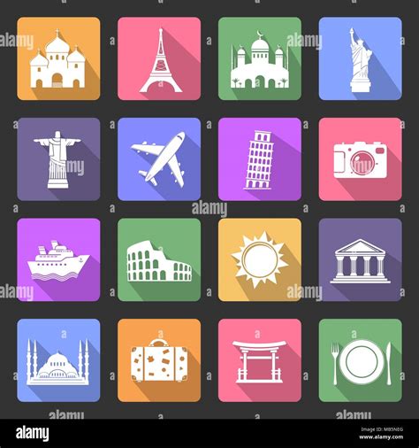 Travel And Landmarks Vector Flat Icons Set Stock Vector Image And Art Alamy