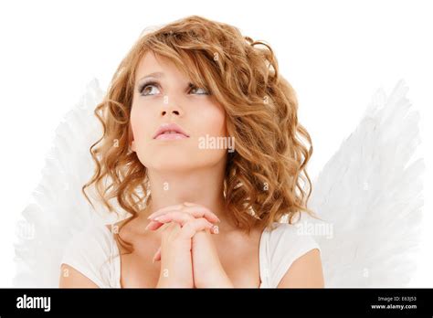 Praying Teenage Angel Girl Stock Photo Alamy