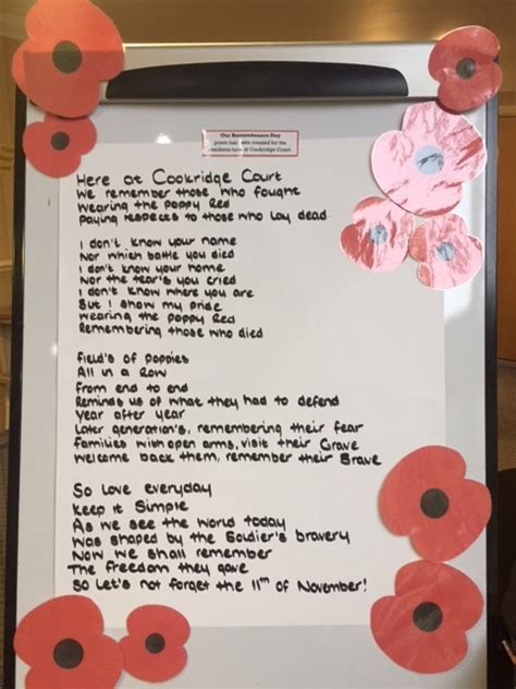 Cookridge Court Care Homes Poem For Remembrance Day Brighterkind