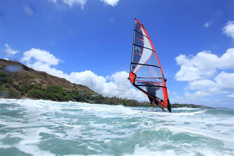Windsurfing Diamond Head Waikiki Photograph By Douglas Peebles