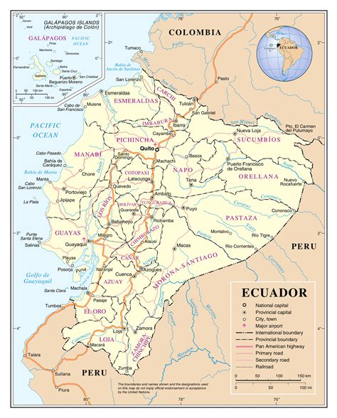 Detailed Road Map Of Ecuador