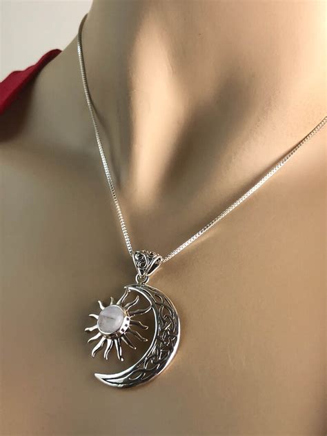 Genuine Moonstone Pendant Sterling Silver Celtic Necklace Etsy