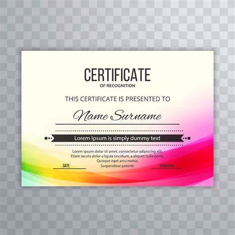 Certificate Premium Template Awards Diploma Colorful Wave Illust 243837