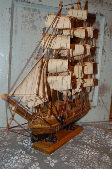 Vintage Wooden Model Ship Great Antique Style Nautical