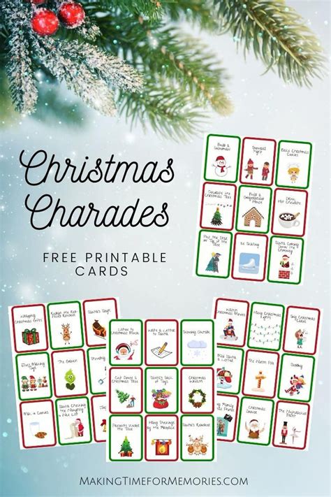 christmas charades card game printable free printable templates