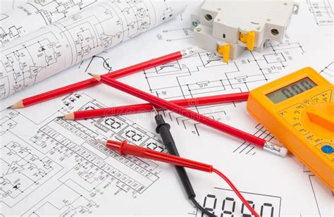 Electrical Engineering Drawings Circuit Breaker Pencils And Digital