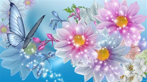 Blue And Pink Flower Wallpapers Wallpapers Zone Desktop Background