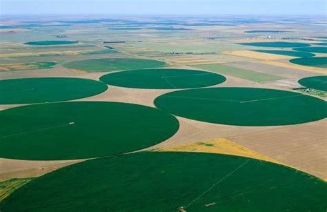 Aerial View Of Center Pivot Irrigation In Corn Field Kansas Aerial