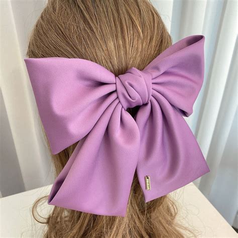lovely lavender satin oversize big adult hair bow for women etsy