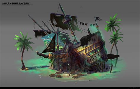 Artstation Shark Rum Tavern Jonathan Dufresne Fantasy Concept Art