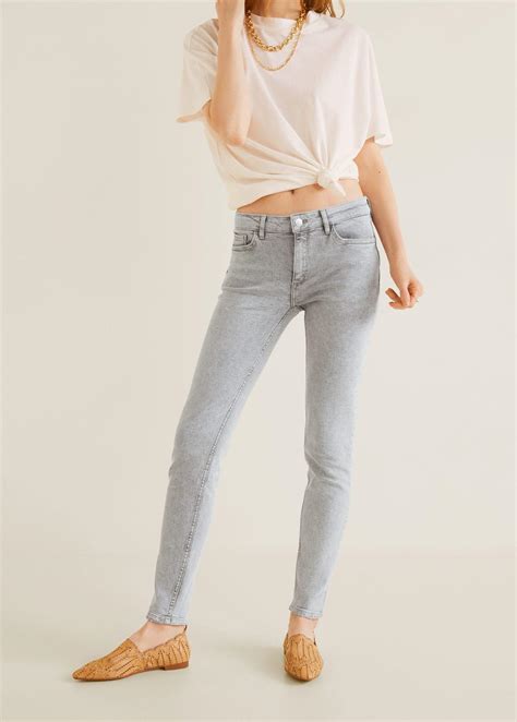 Mango Denim Kim Skinny Push Up Jeans In Denim Grey Gray Lyst