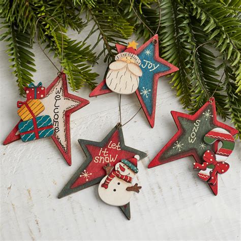 Rustic Painted Star Christmas Ornament Christmas Ornaments