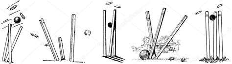 Images Cricket Five Vintage Cricket Images Stumps — Stock Photo