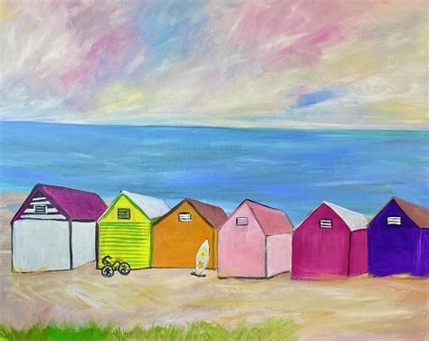 Beach Huts Painting By Kimberly Balentine Fine Art America