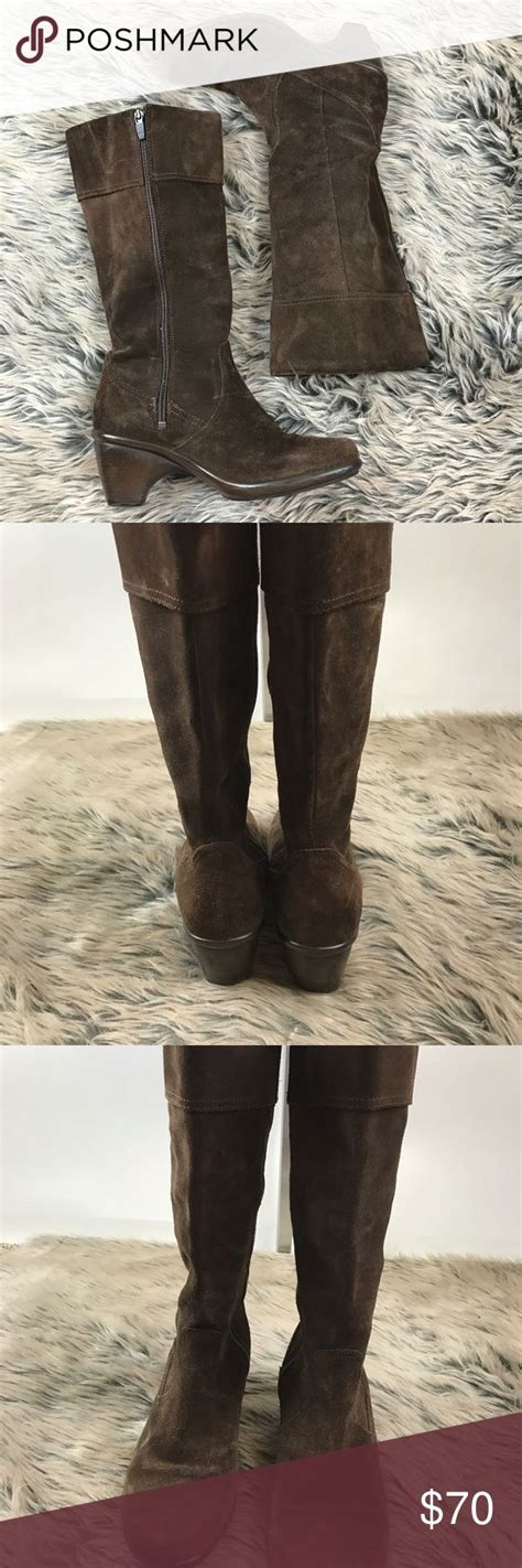 Dansko Risa Tall Brown Suede Boots Leather Heel 38 Brown Suede Boots