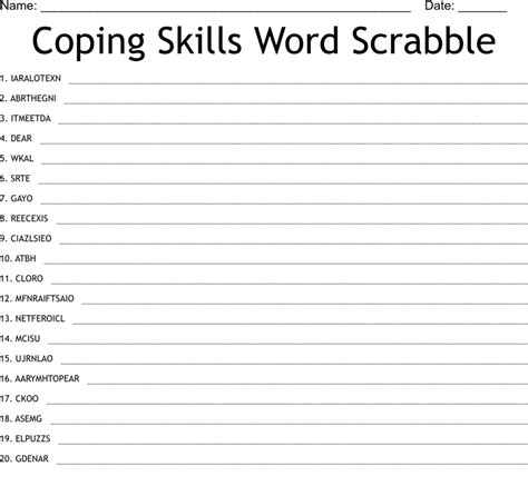 Coping Skills Word Scramble Printable