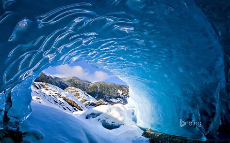 X Px P Free Download Ice Cave Bing Winter Landscape HD Wallpaper Peakpx