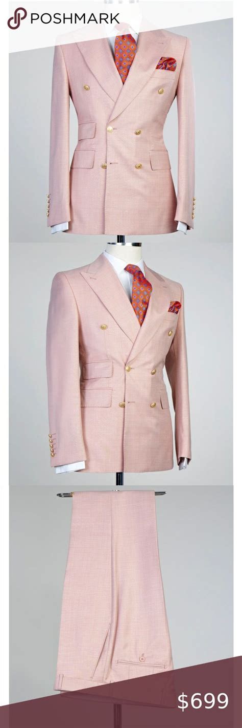 Mens Peach Double Breasted Suit Suits Tuxedo Colors Double Breasted