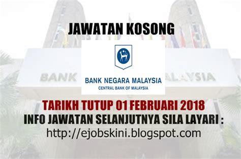 Последние твиты от jawatan kosong & internship (@jawatnkosong). Jawatan Kosong Bank Negara Malaysia (BNM) - 01 Februari 2018