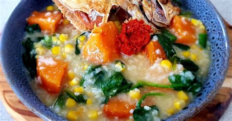 Teruskan memasak bubur hingga matang. TINOTUAN / BUBUR MANADO (Manado Vegetable Porridge) Recipe by Kezia's Kitchen 👩‍🍳 - Cookpad