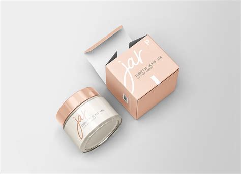 Free Cosmetic Glass Jar With Box Packaging Mockup Psd Good Mockups
