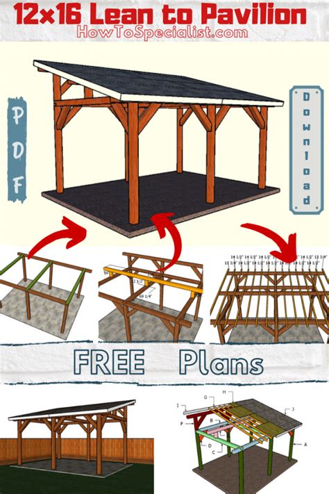 12x16 Lean To Pavilion Free Diy Plans Howtospecialist How To