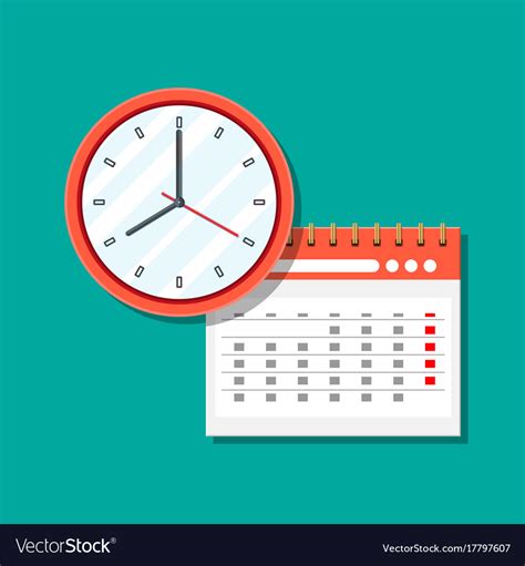 Paper Spiral Wall Calendar And Clocks Royalty Free Vector