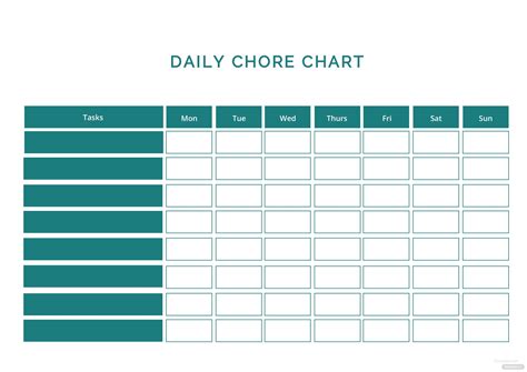 Daily Chore Chart Template In Microsoft Word