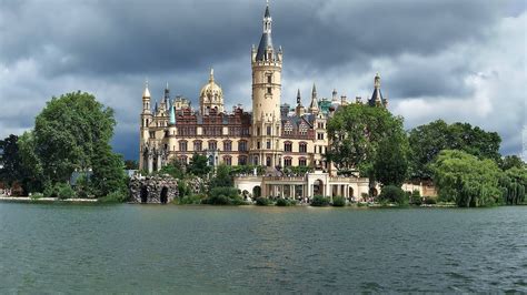 Zamek Schwerin Park Jezioro Chmury