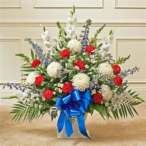 Red White And Blue Sympathy Floor Basket Baskets