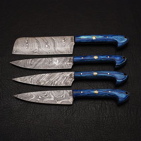 Damascus Chef Knife Set 4 Piece Black Forge Knives Touch Of Modern