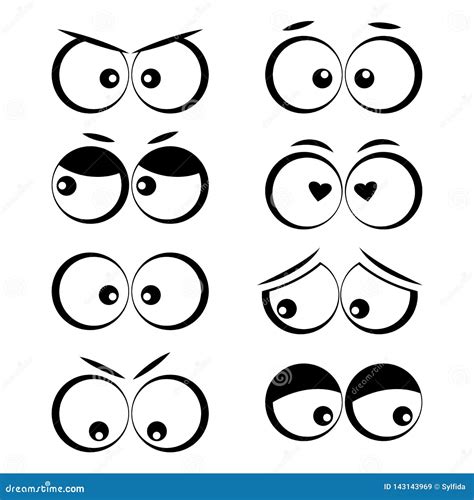 Collection Of Cartoon Eyes With Emotions Vector Illustration Stock