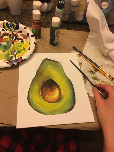 A Person Is Painting An Avocado On A Piece Of Paper With Watercolors