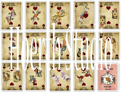 Alice In Wonderland Printable Cards 52 Playing Cards With Etsy