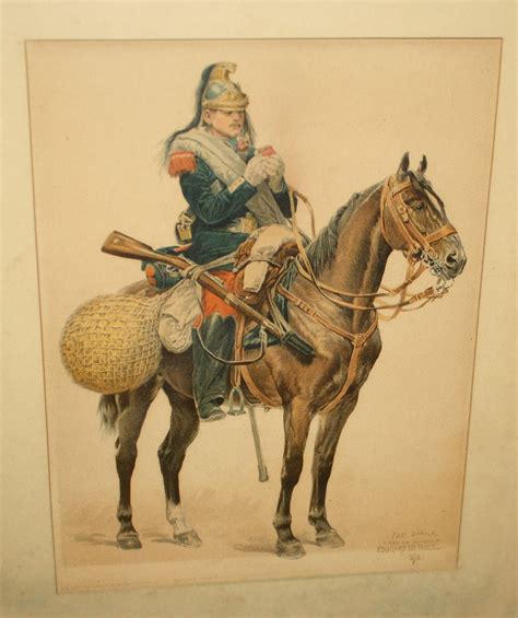 Edouard Detaille Soldier And Horse Engraving 1800s