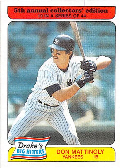 Don Mattingly Baseball Card New York Yankees Mvp All Star Drake