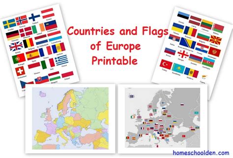 Europe Countries And Flag Maps Free Printable Homeschool Den
