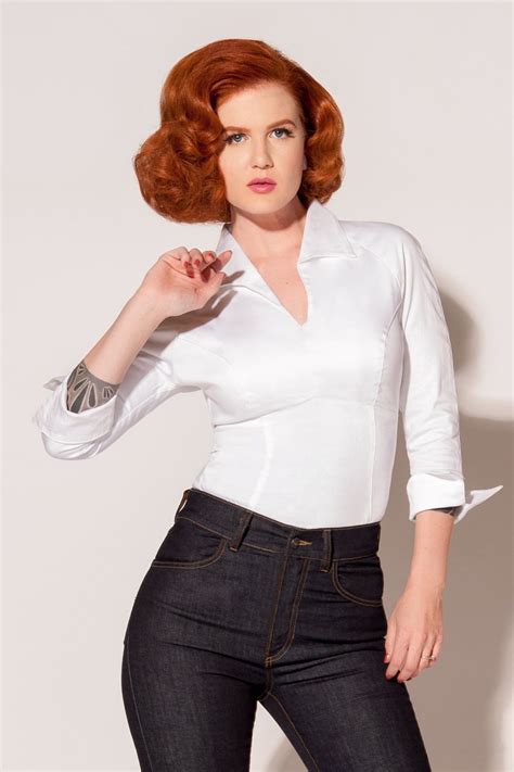 Pinup Couture Lauren Workwear Top In White Pinup Couture Pinup Girl