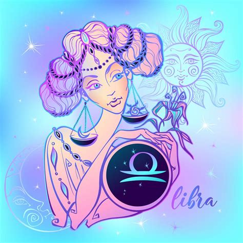 Zodiac Sign Libra A Beautiful Girl Horoscope Astrology Vector