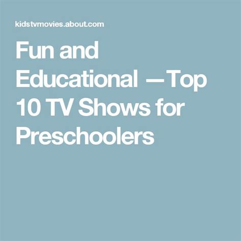 The Top 10 Educational Tv Shows For Preschoolers Education Tv Shows