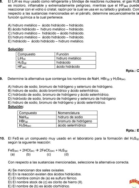 Quimica Inorganica Ejercicios De Balanceo Y Nomenclatura Docsity Images