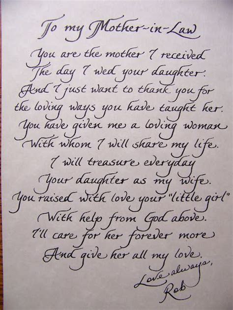 The Personal Touch Mother In Law Poem Bridesmaid Letter Wedding Speech Wedding Letters