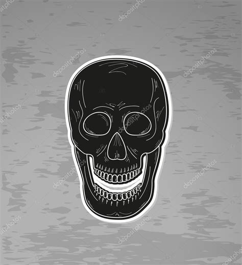 Black Skull With Open Mouth On Dark Grunge Background Vector Premium