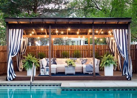 Cabana Space With Outdoor Furniture Planters And String Lights