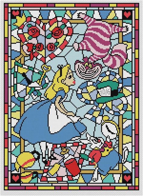 Disney Cross Stitch Pattern Sg040 Alice In Wonderland Etsy クロスステッチ